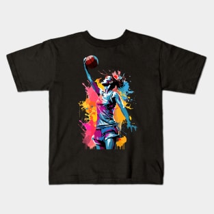 Watercolor Basketball girl Kids T-Shirt